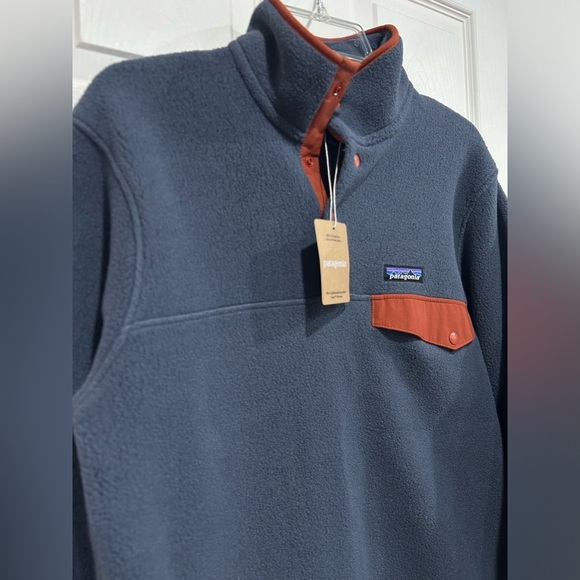 Patagonia Men's S Small Lightweight Synchilla Snap Fleece Pullover NWT Blue Red - Picture 2 of 9